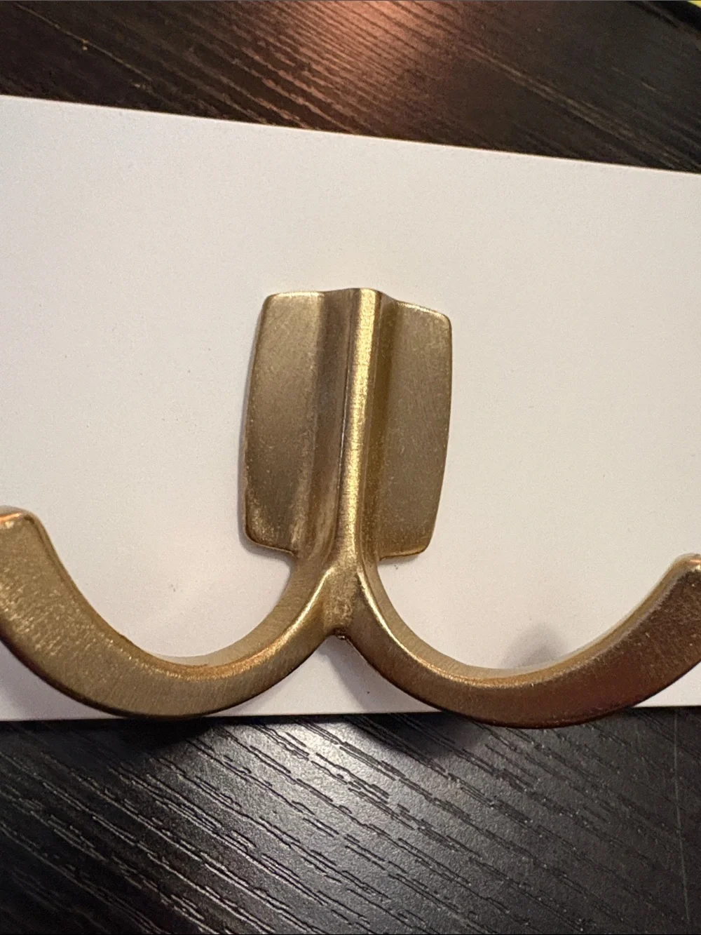 Brass Triple Wall Hook Rack on White Board - Modern Home Wall Decor